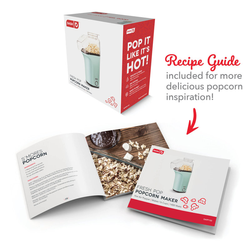 DASH Fresh 16 Cooked Cup Hot Air Popcorn Popper & Reviews Wayfair